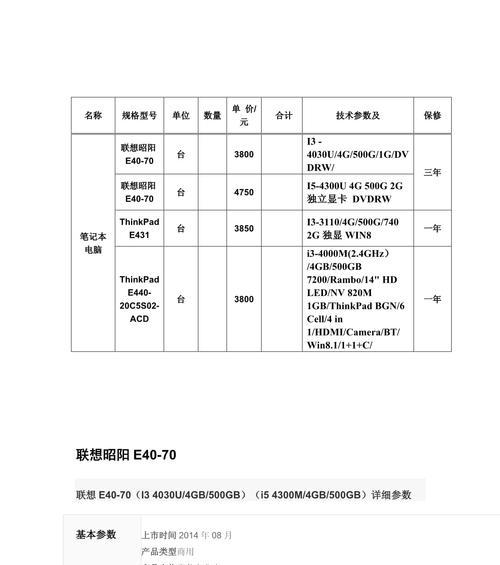 笔记本电脑配置参数详解（从CPU到显卡）